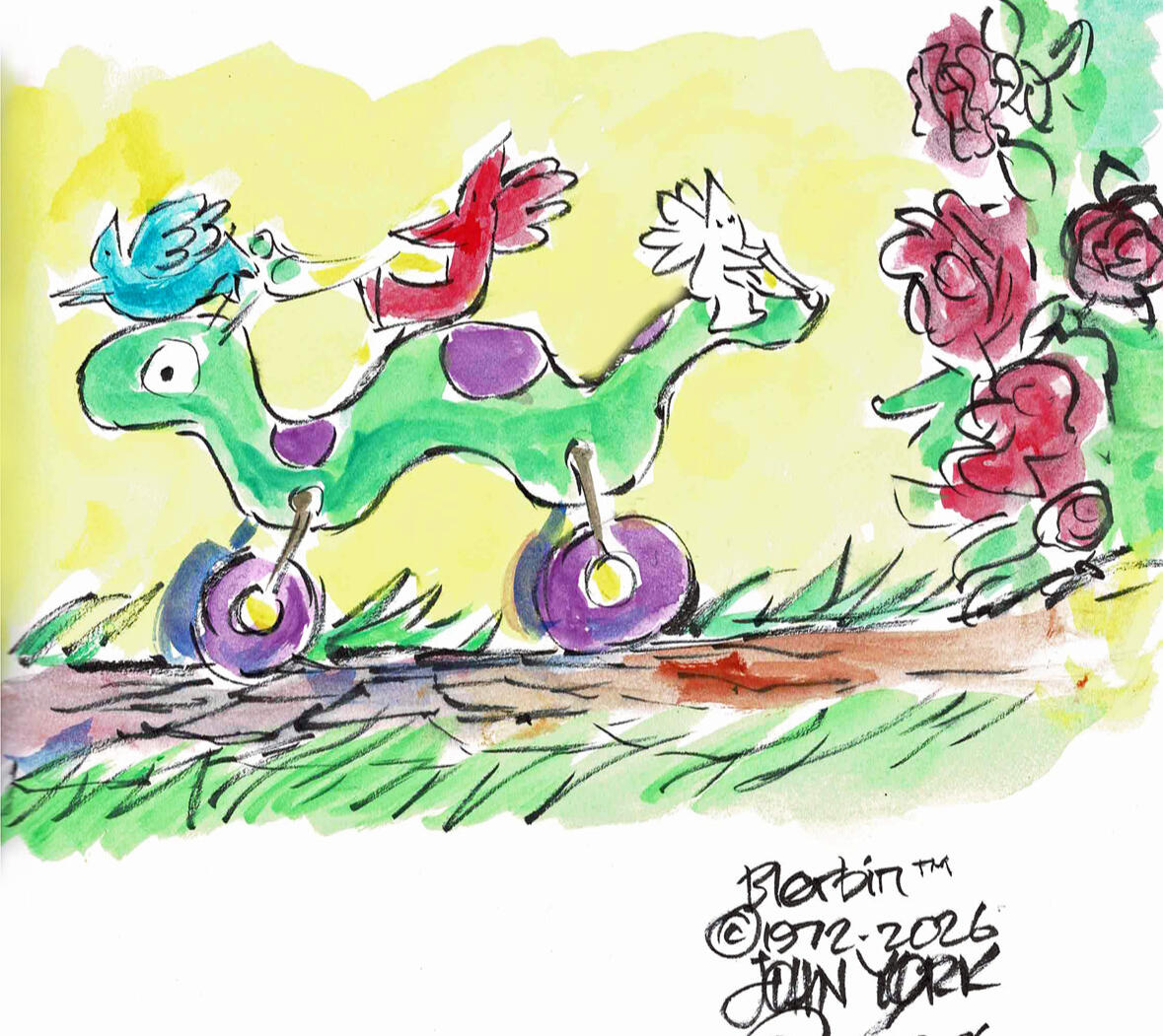 BLERBINS on an Inchworm Copyright John Randall York 1972-2026