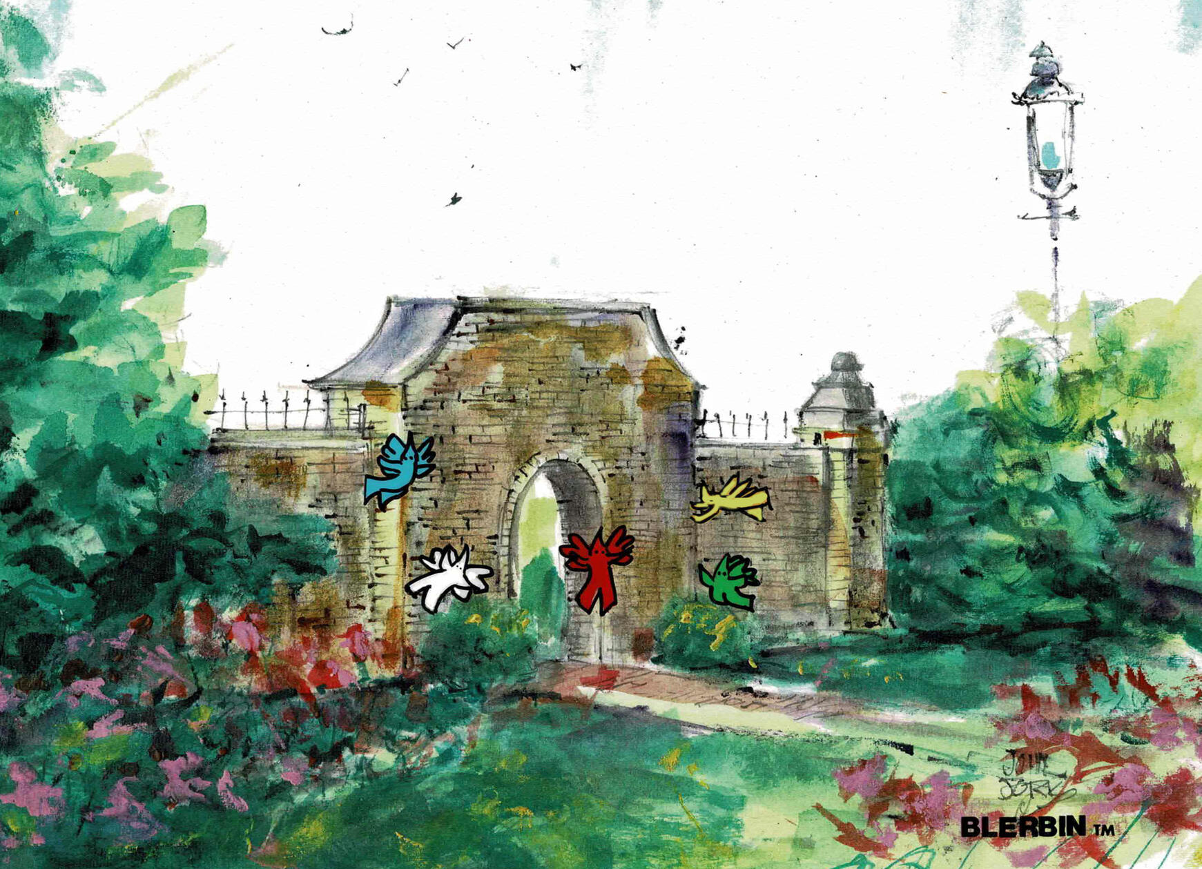 Blerbins at the Rose Garden Arch Copyright 2024 by John Randall York