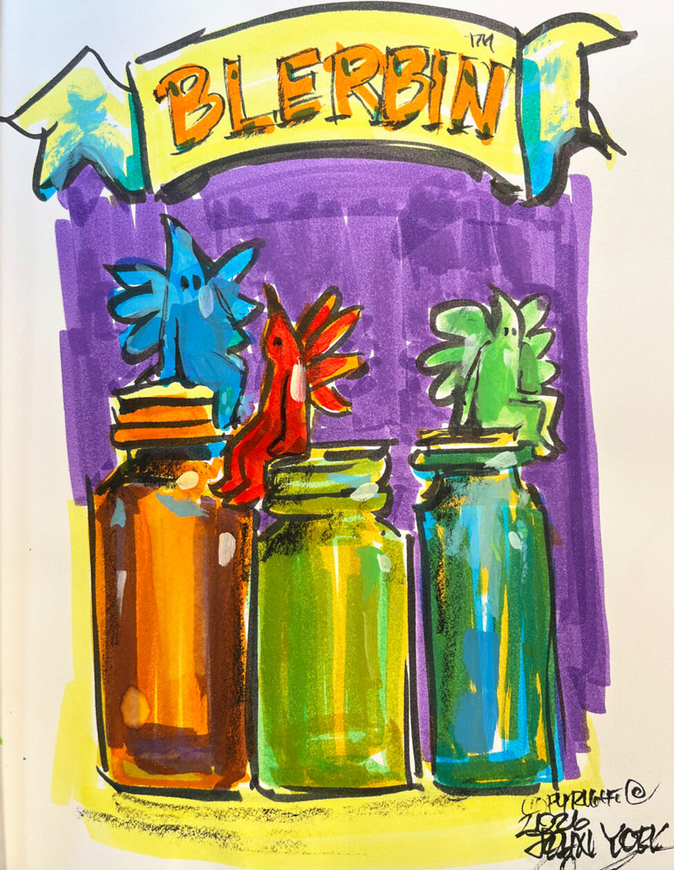 Blerbins on Colored Bottles by John Randall York Copyright 2026 Blerbins on Colored Bottles by John Randall York Copyright 2026